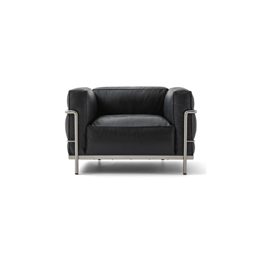 3 Fauteuil Grand Confort, Grand Modèle Armchair (Black) LC3 (1시트) - Grafite LCX Chrome Y등급 구스폼